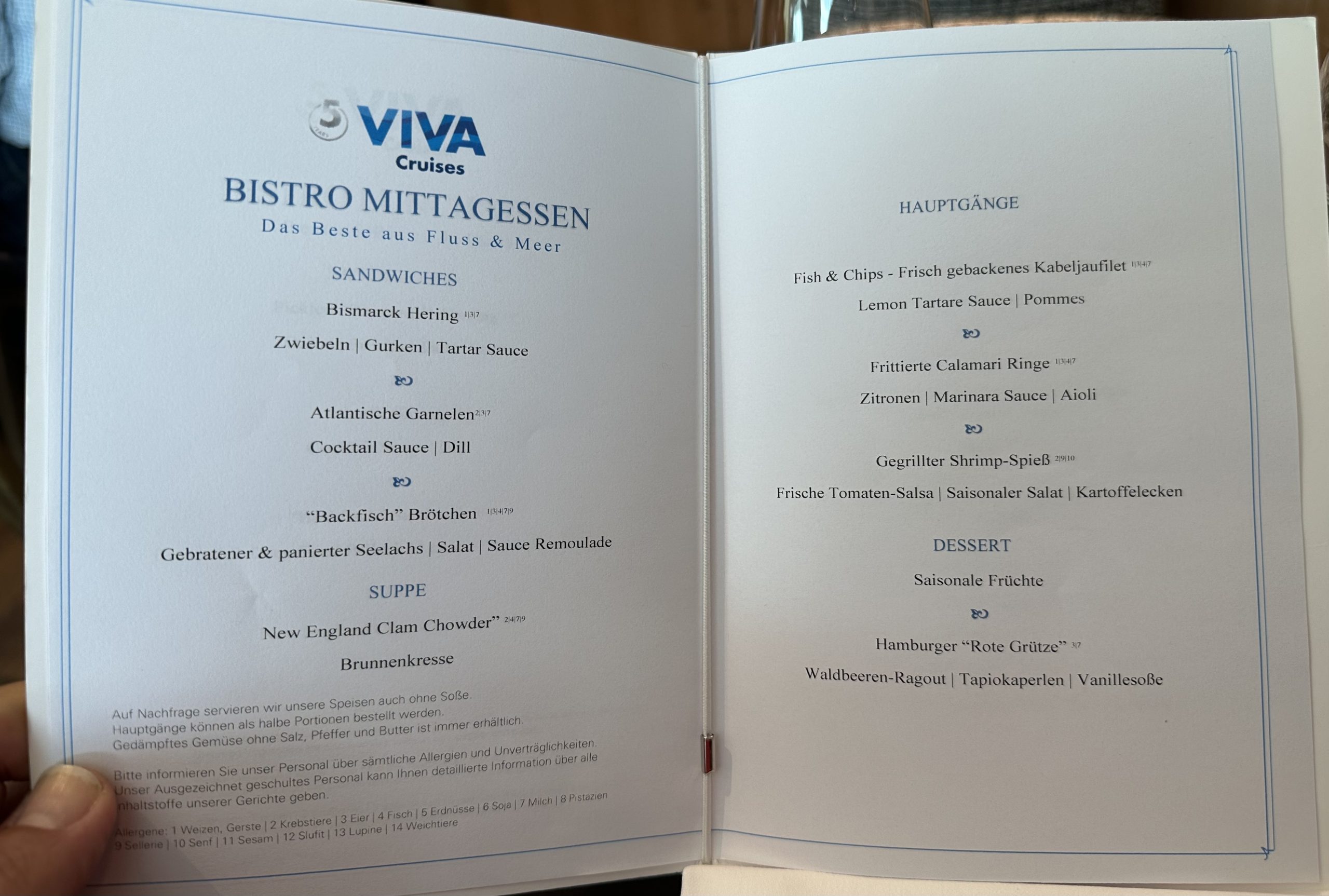 viva cruises bistro speisekarte